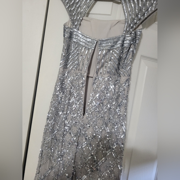 Adrianna Papell Formal Gown/Dress, Platinum Grey, sz 4 - Picture 9 of 12